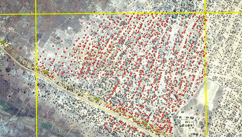 An example of a satellite enumeration when viewed at a 1 to 6900 scale.