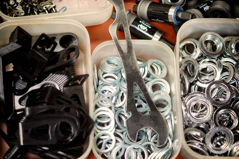 Assembling the bicycles at the Buffalo Bikes production center.