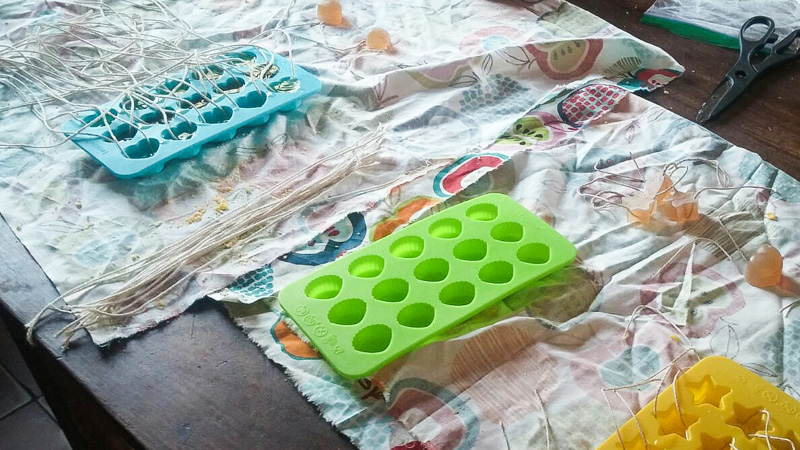 Molds used for making soap bracelets.