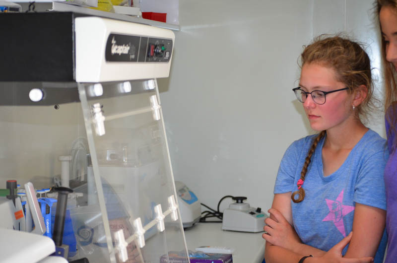 Traveling school students were given a tour of the laboratory at the National Malaria Control Centre.